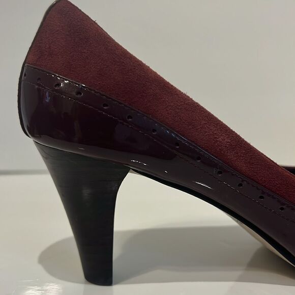 Cole Haan Burgundy Suede/Patent Leather Heeled Shoes Size 7 - Picture 7 of 14